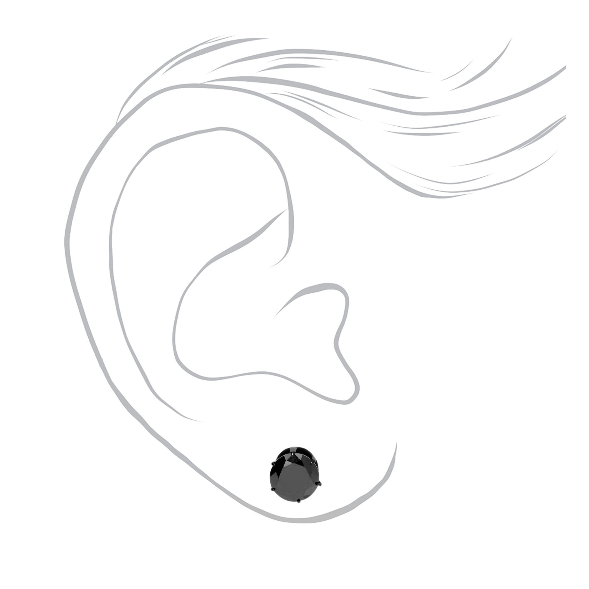 C LUXE by Claire's Black Titanium Black Cubic Zirconia 7mm Round Cupcake Stud Earrings,