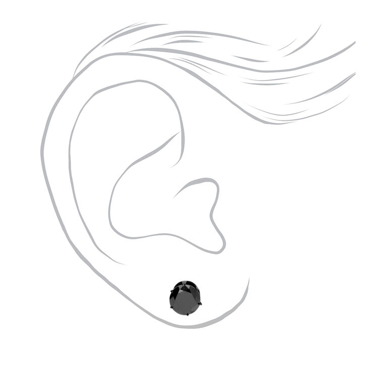 C LUXE by Claire&#39;s Black Titanium Cubic Zirconia 7mm Round Stud Earrings,