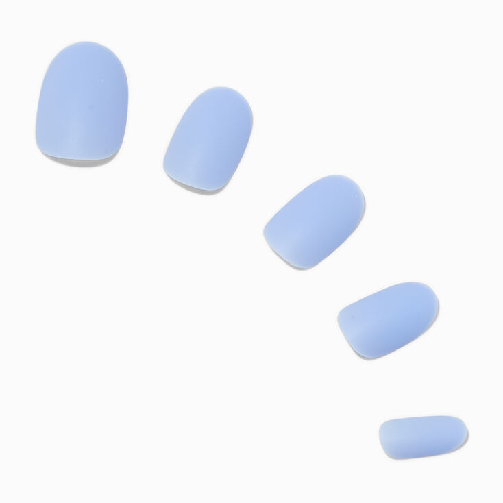 Matte Baby Blue Medium Oval Vegan Faux Nail Set - 24 Pack,