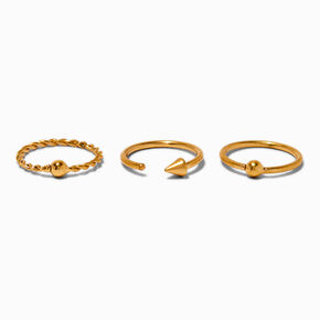 20G Gold-tone Titanium Twisted Spike Nose Hoops - 3 Pack,