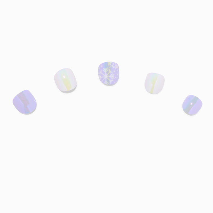 Claire&#39;s Club Purple Snowflake Square Press On Vegan Faux Nail Set - 10 Pack,