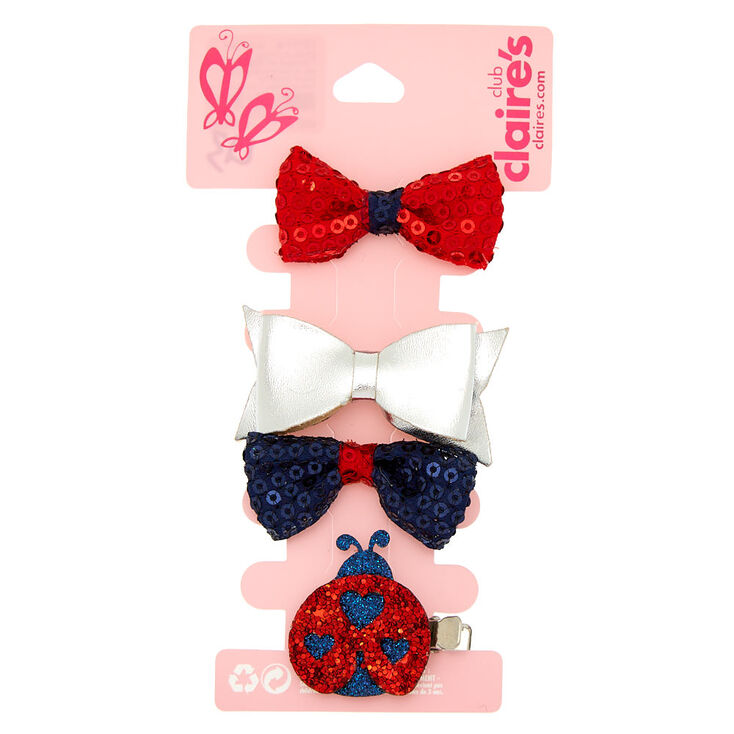Claire&#39;s Club Ladybird Bow Hair Clips - 4 Pack,