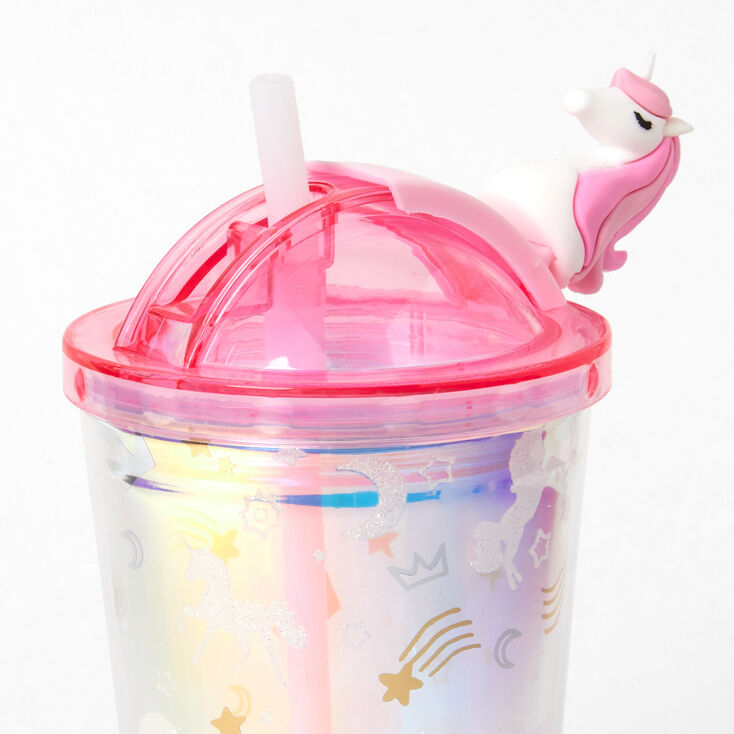 Glitter Unicorn Iridescent Tumbler - Pink,