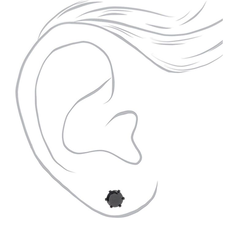 Black Cubic Zirconia 7MM Round Stud Earrings,