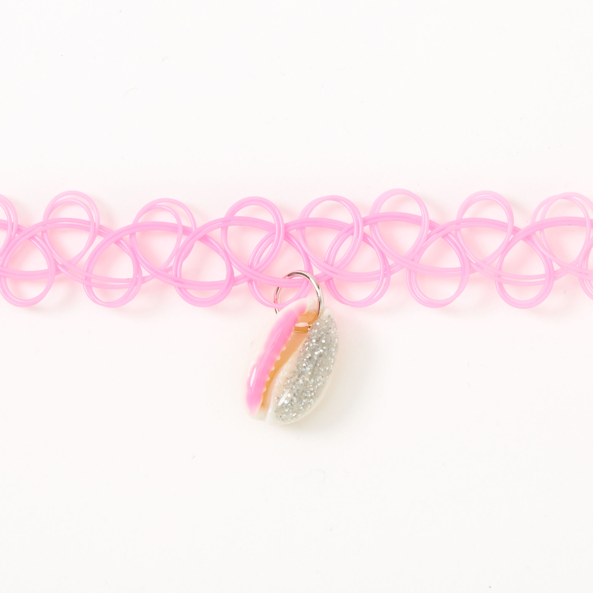 Claire's Club Glitter Cowrie Shell Rainbow Tattoo Choker Necklace,