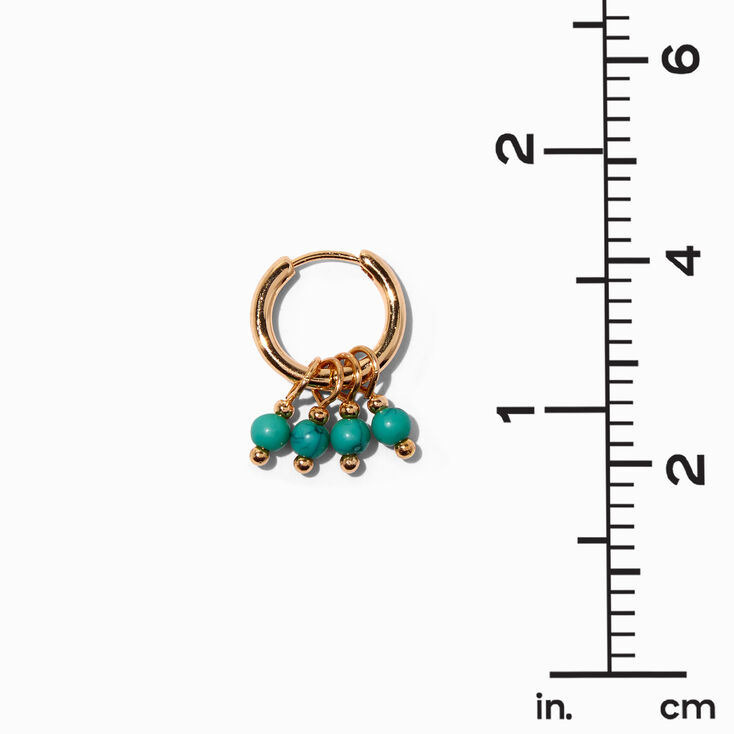 Jade Charm Gold Huggie Hoop Earrings,
