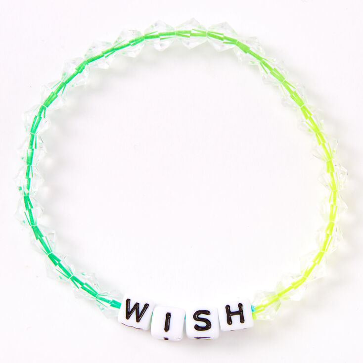 Claire's Bracelet élastique perlé « Wish » arc-en-ciel effet dégradé