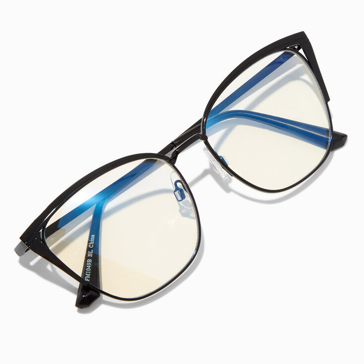 Solar Blue Light Reducing Matte Black Cat Eye Clear Lens Frames,