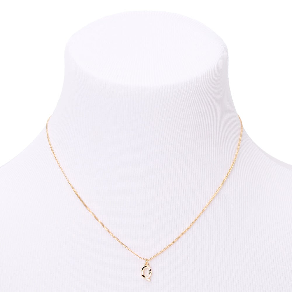Gold Striped Initial Pendant Necklace - Q,