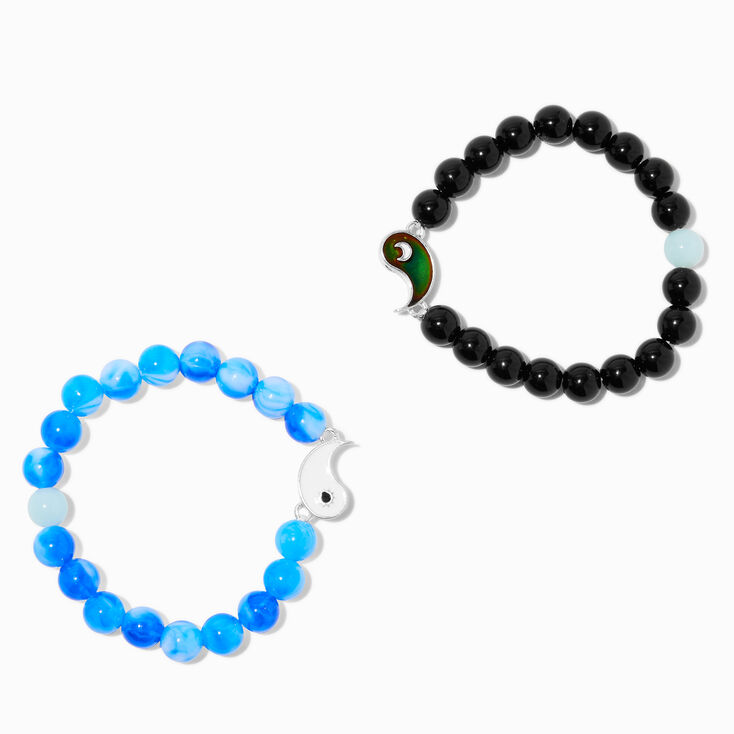 Bracelets &eacute;lastiques perl&eacute;s yin et yang best friends - Lot de 2,