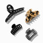 Black &amp; Tortoiseshell Textured Hair Claws - 4 Pack,