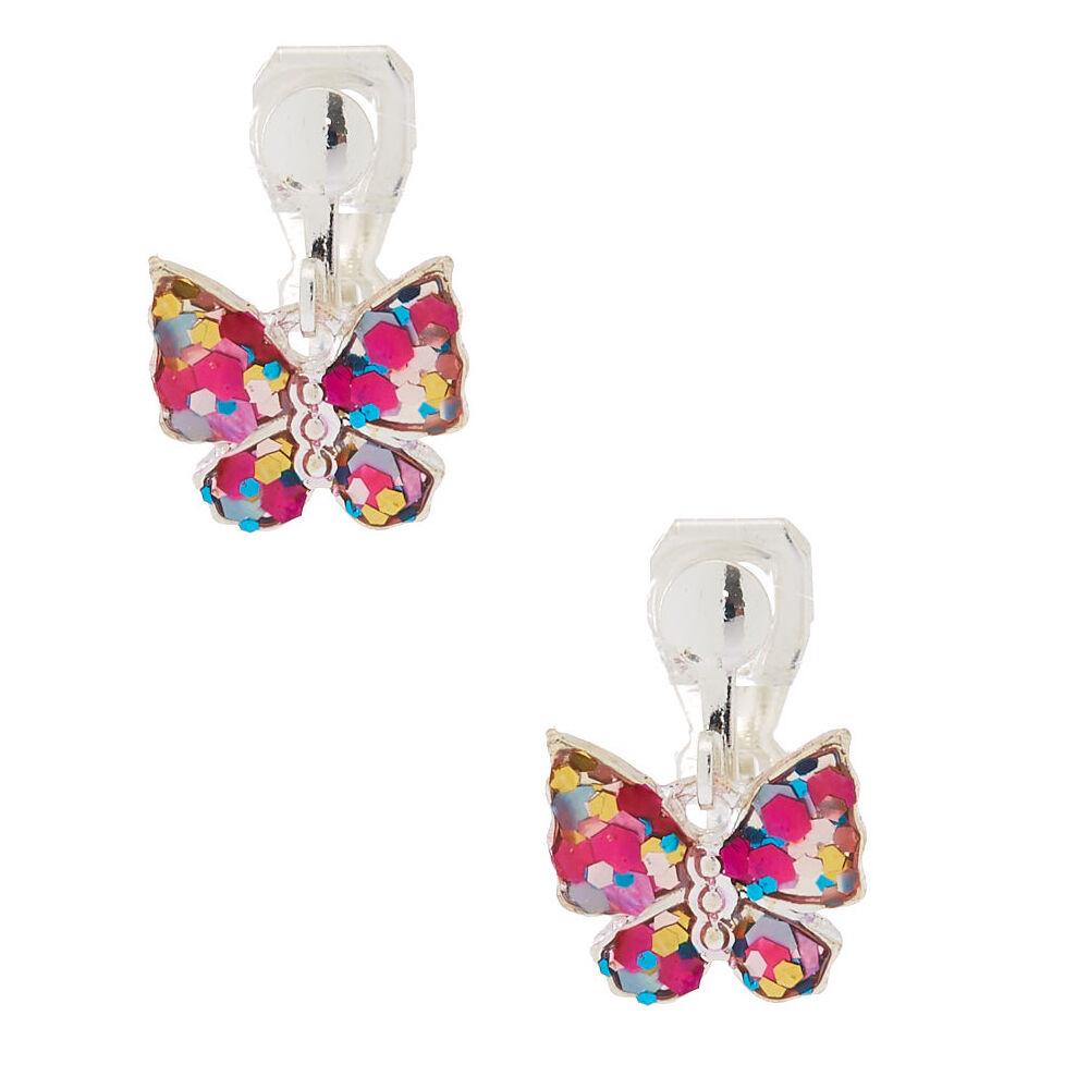 Pendantes à clip papillon pailletés,