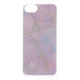 Coque de portable couleur lilas pastel et holographique effet marbr&eacute;,