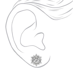 Clous d&#39;oreilles perles d&#39;imitation et strass couleur argent&eacute;e - Blanc, lot de 6,