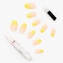 Citron Yellow Ombr&eacute; Coffin Faux Nail Set - 24 Pack,
