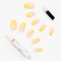 Citron Yellow Ombre Coffin Faux Nail Set - 24 Pack,