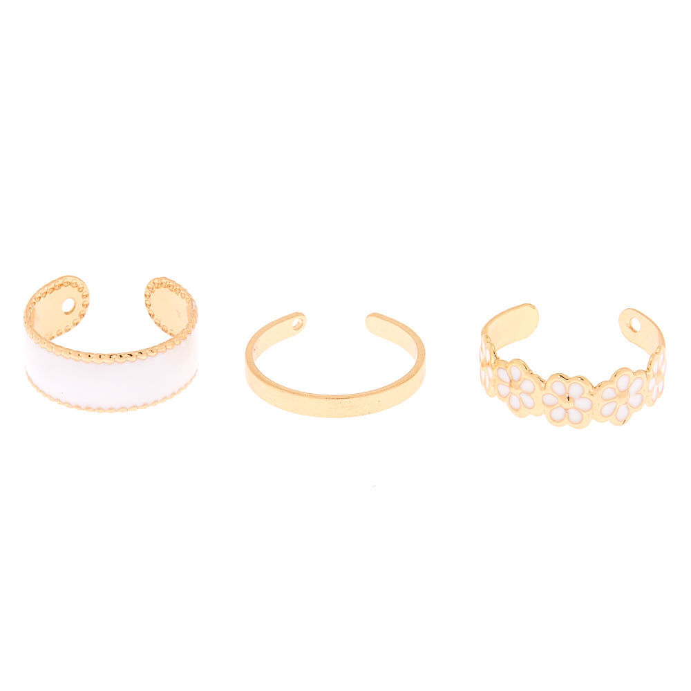 Gold Daisy Toe Rings - 3 Pack,