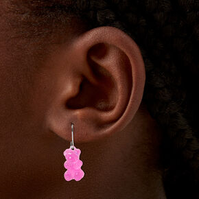 Silver 0.5&quot; Gummy Bears&reg; Drop Earrings - Purple,