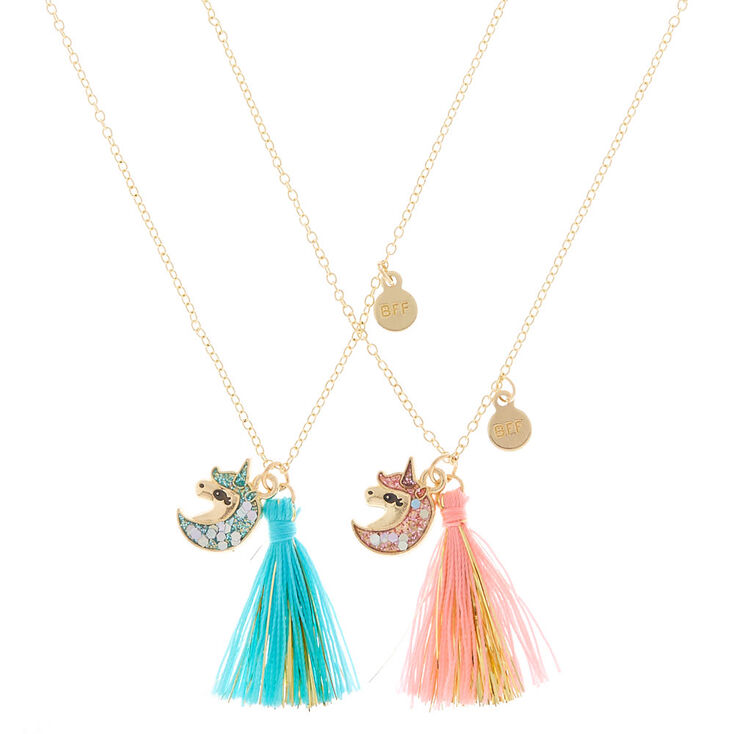 Best Friends Iridescent Unicorn Tassel Pendant Necklaces 2 Pack