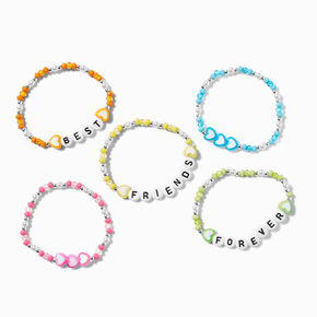 Best Friends Neon Heart Seed Bead Stretch Bracelets - 5 Pack,