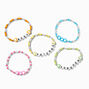 Best Friends Neon Heart Seed Bead Stretch Bracelets - 5 Pack,