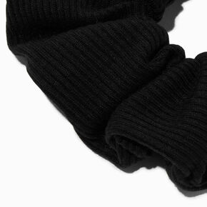 Ribbed Black Hair Scrunchie,