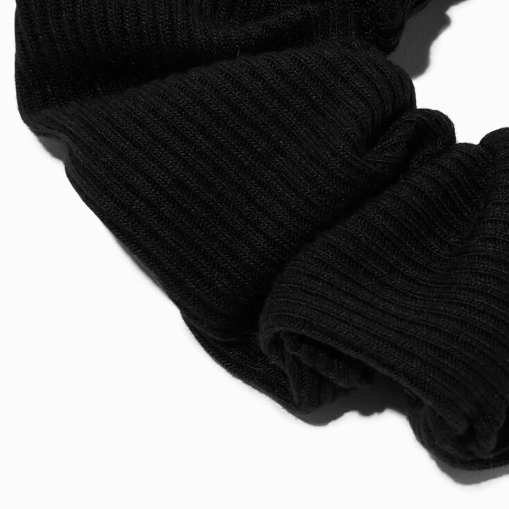 Ribbed Black Hair Scrunchie,