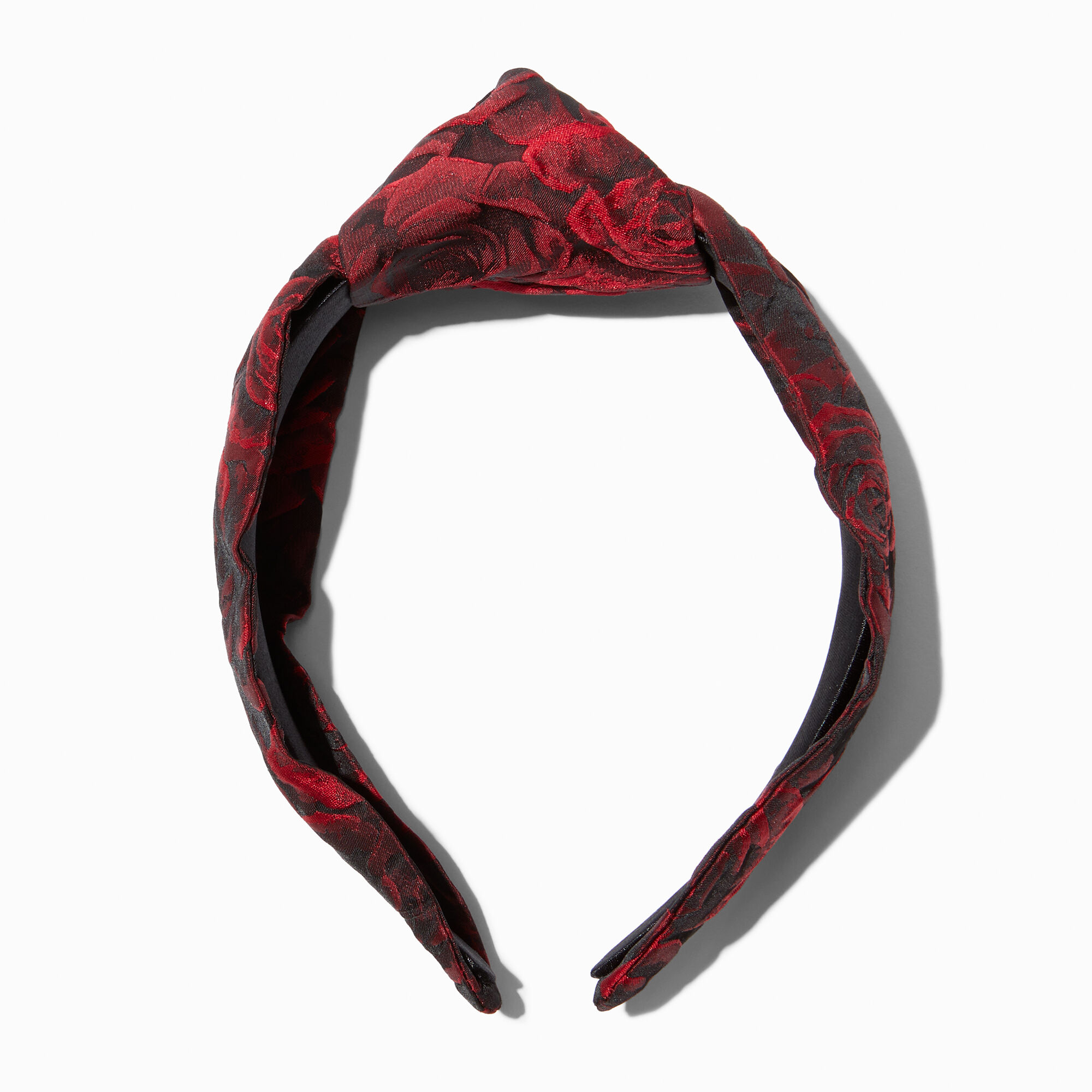 View Claires Floral Brocade Knotted Headband Red information
