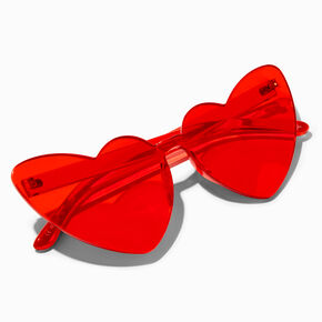 Red Heart Shaped Rimless Sunglasses,