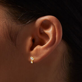 C LUXE by Claire&#39;s Gold-tone Titanium Cubic Zirconia Marquise Reversible Flat Back Stud Earrings,