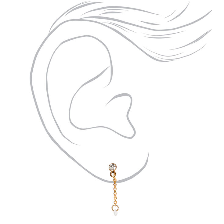 18kt Gold Plated Embellished Chain Hoop Mixed Earrings - 2 Pack,