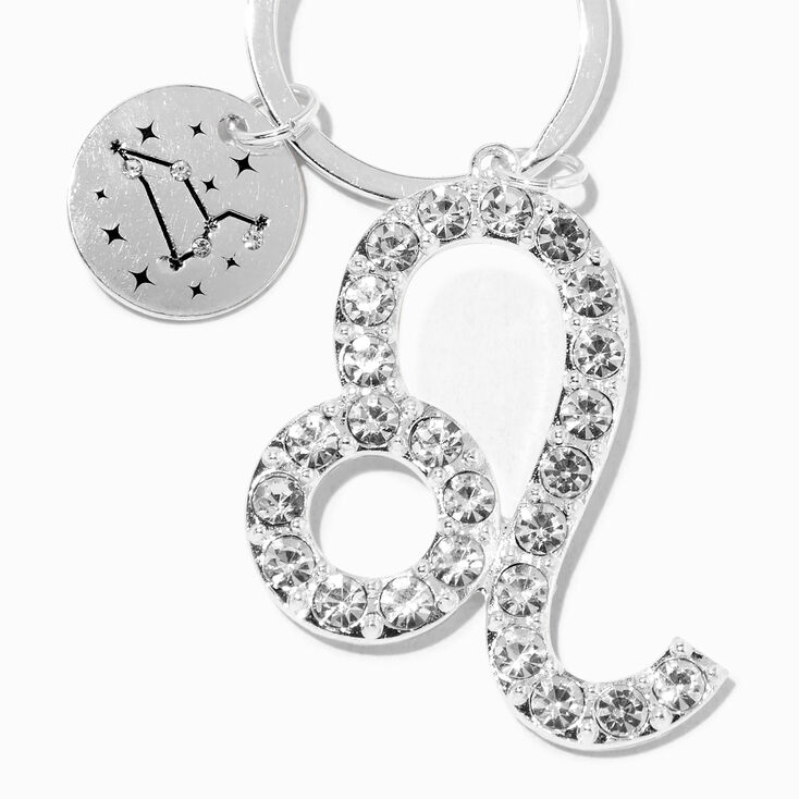 Leo Mystical Gem Silver Zodiac Keychain,