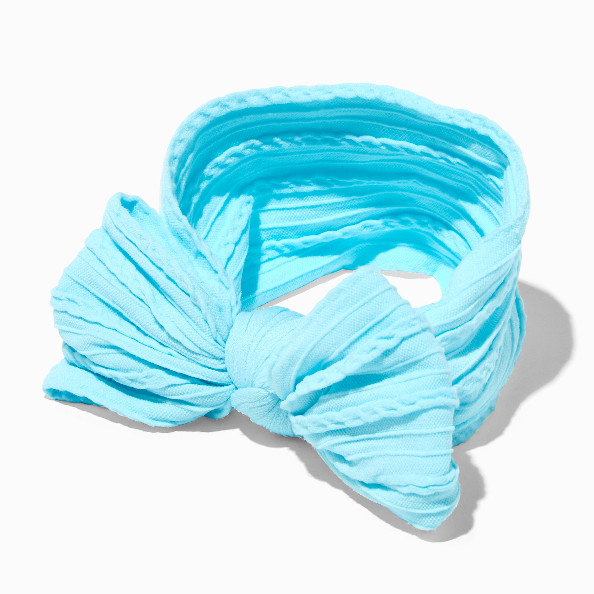Claire's Bandeau à nœud côtelé en nylon Claire's Club - Bleu