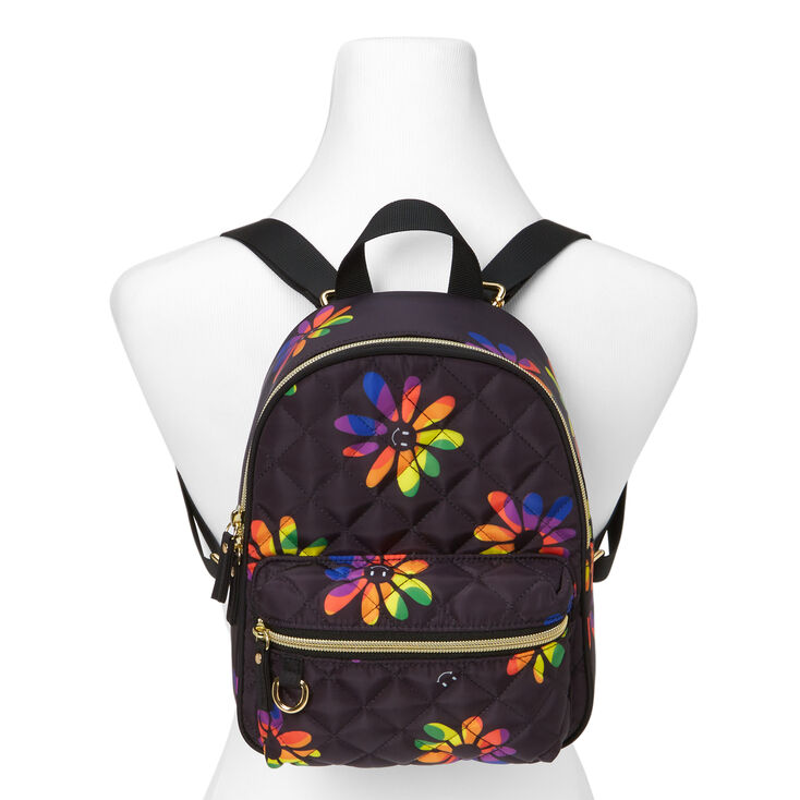 Rainbow Daisy Quilted Small Backpack,