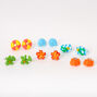 Silver Sunny Beach Day Stud Earrings - 6 Pack,