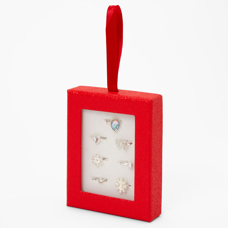 Claire&#39;s Club Traditional Holiday Snowflake Ring Set - 7 Pack,