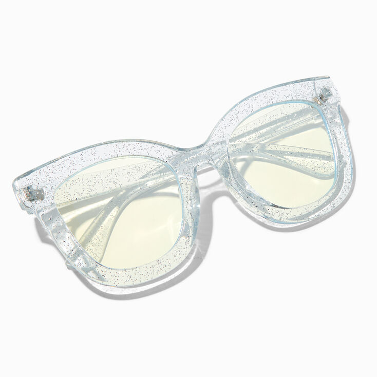 Solar Blue Light Reducing Retro Clear Lens Frames - Glitter,