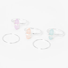 Silver-tone Mystical Gems Rings &#40;5 Pack&#41;,