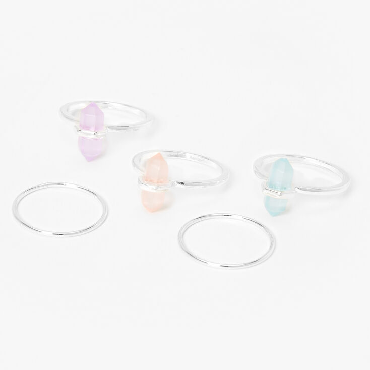 Silver Mystical Gems Rings - 5 Pack,