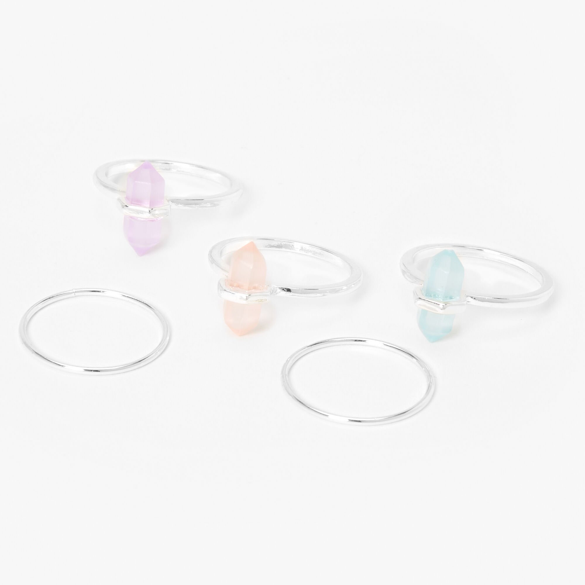 View Claires Mystical Gems Rings 5 Pack Silver information