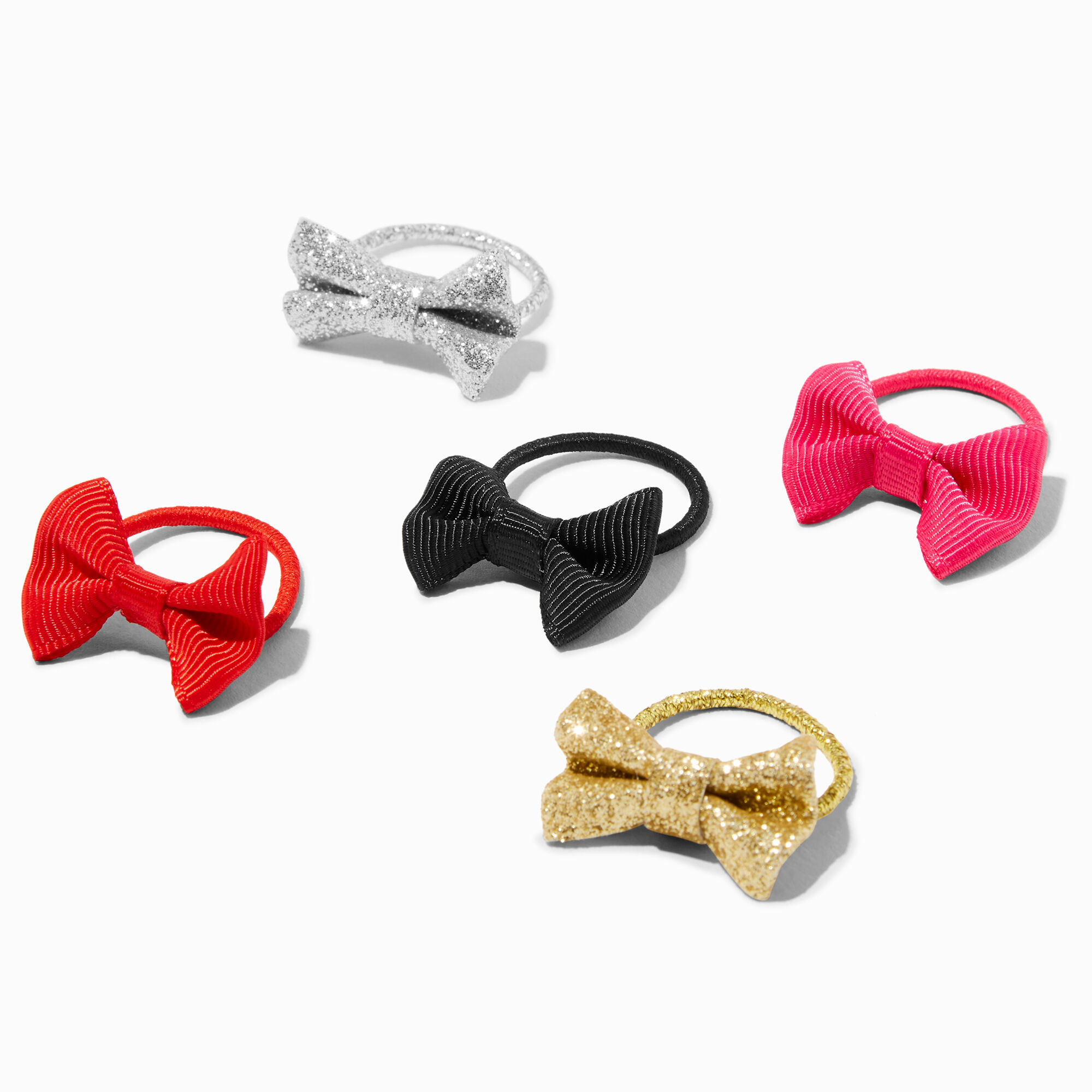 Claire's Holiday Bow Hair Ties - 10 Pack,
