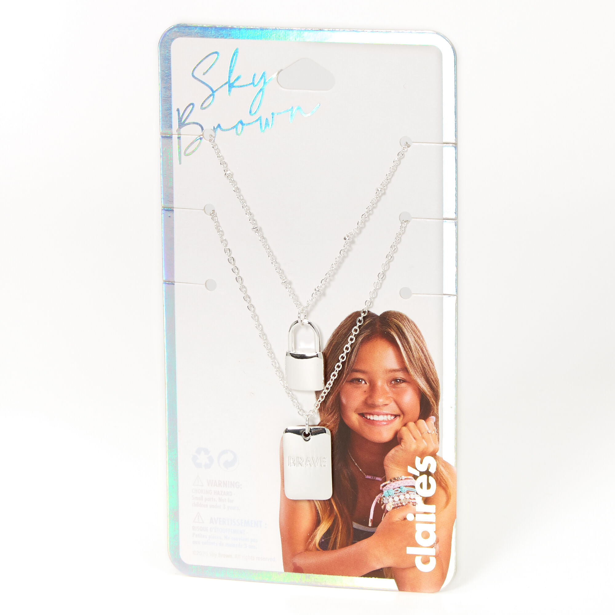 Sky Brown™ Silver Padlock Chain Necklaces - 2 Pack,