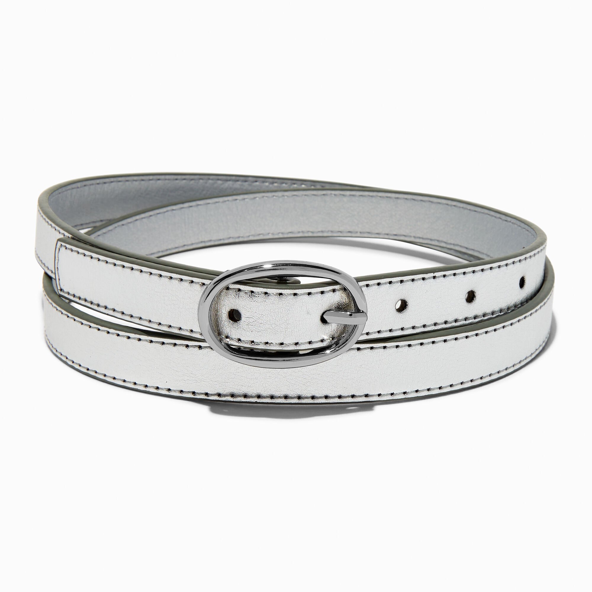 Silver Flat Belt - S/M,