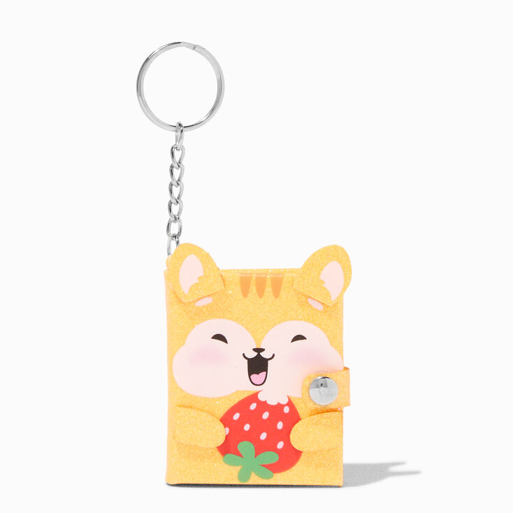 Strawberry Hamster Glitter Mini Diary Keychain,