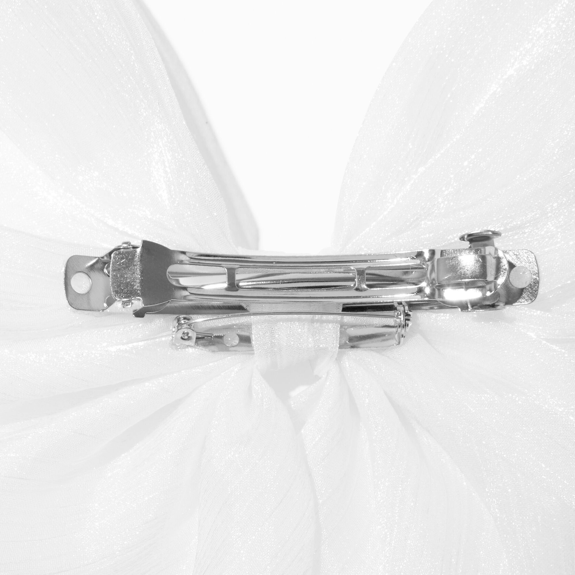 Barrette à nœud en tissu extra-fin blanc,