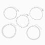 Silver Woven Chain Bracelet Set - 5 Pack,