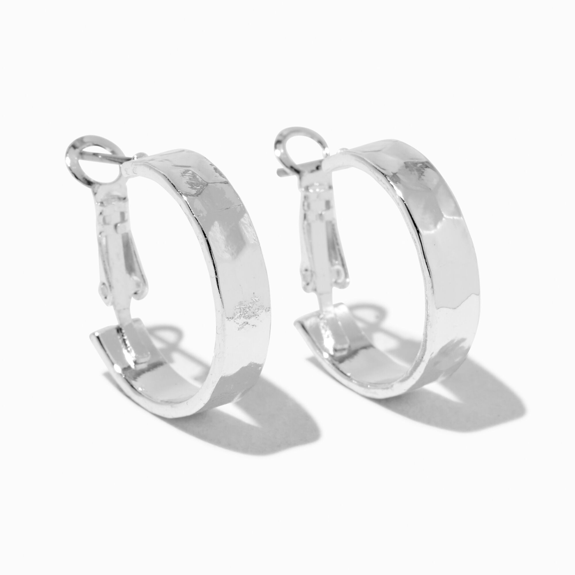 View Claires Tone 20MM Flat Hoop Earrings Silver information
