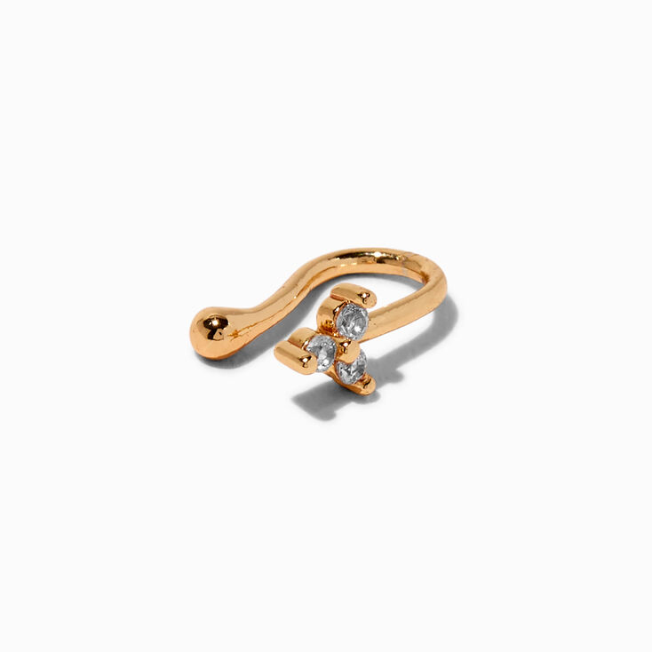 Gold-tone Stainless Steel Cubic Zirconia Dainty Trinity Faux Nose Stud,