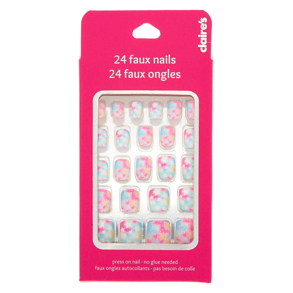 Pastel Glitter Stars Faux Nail Set - 24 Pack,