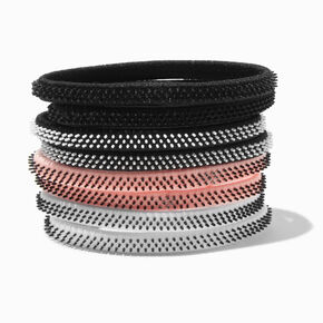 Coral Mixed Rubber Grip Athletic Hair Ties - 8 Pack,